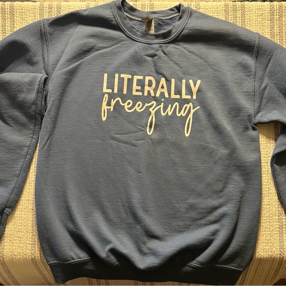 Gildan Blue Sweater - Literally Freezing